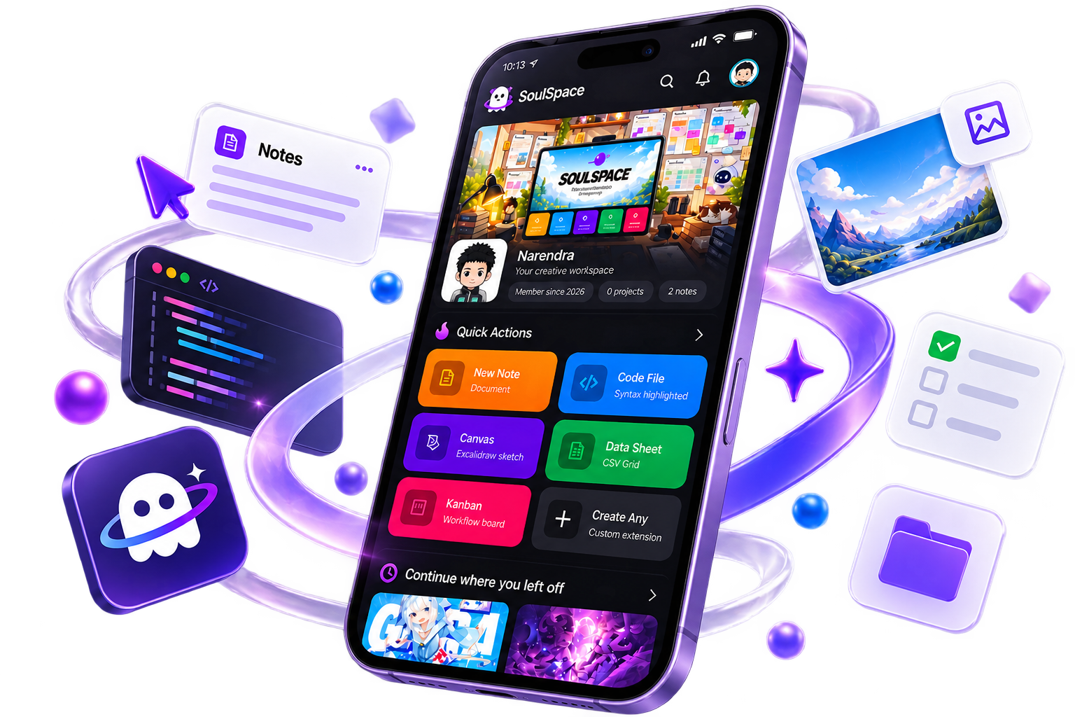 SoulSpace mobile app & workspace ecosystem